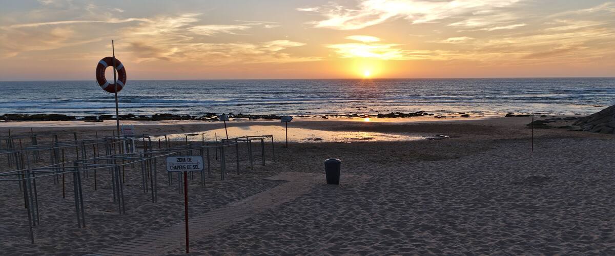 Sunset in Areia Branca Beach. Lourinha, Portugal
