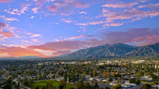 Aerial shot of the majestic San Gabriel Mountains in Duarte California USA