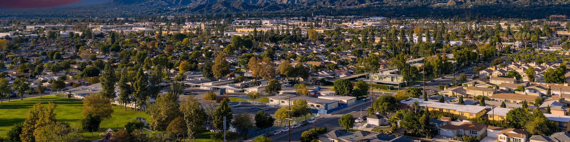 Aerial shot of the majestic San Gabriel Mountains in Duarte California USA