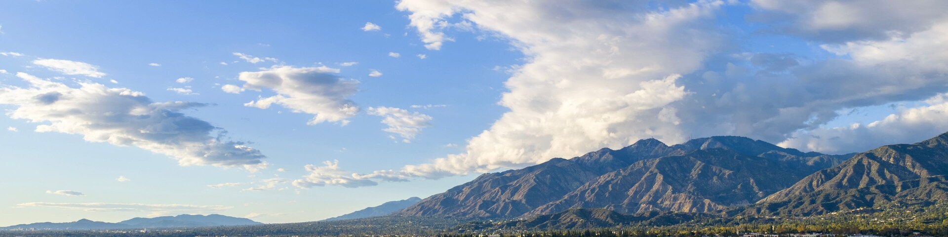 Aerial shot of the majestic San Gabriel Mountains in Duarte California USA
