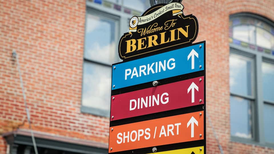 Berlin which includes signage