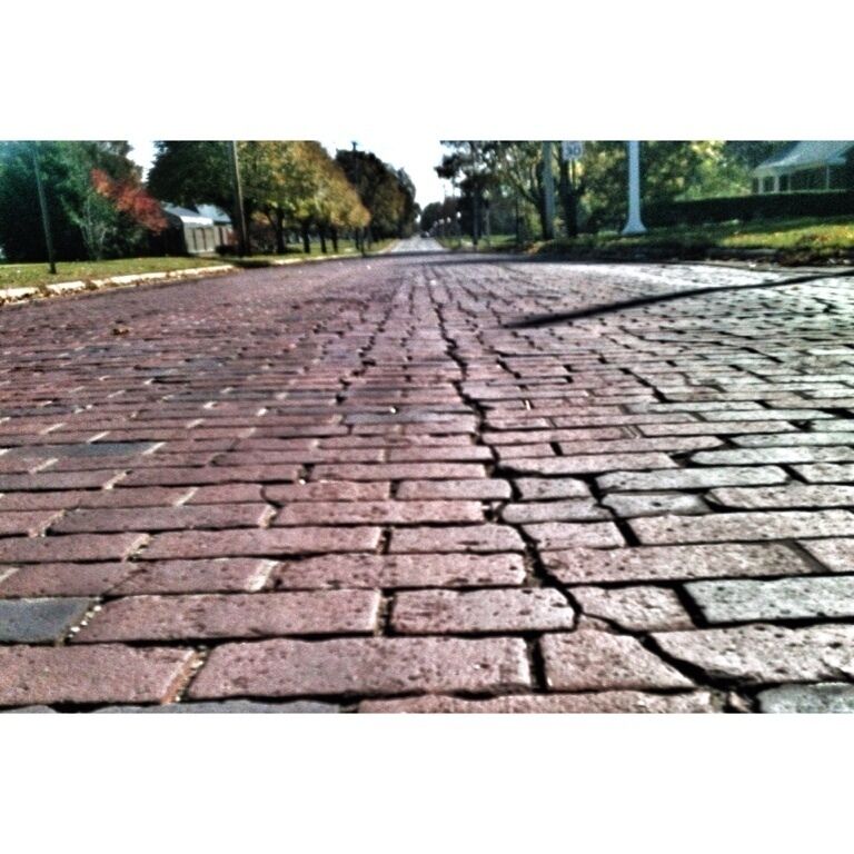 This is a rare example of a brick road still in use.  Here in Michigan, and the Midwest, most brick roads have gone by the wayside due to the brutal winters and freeze/thaw cycles inherent to this part of the country.

For example, in the early 1900s, most of the streets in the city of Grand Rapids, Michigan were paved with brick. Today, there are only about 20 blocks of brick paved streets remaining (totalling less than 0.5 percent of all the streets in the city limits). -wiki

#PureMichigan #roads #roadto 