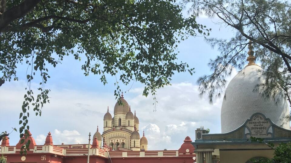 Dakshineswar Kali Temple is a Hindu temple located in Dakshineswar near Kolkata. Situated on the eastern bank of the Hooghly River, the presiding deity of the temple is Bhavatarini, an aspect of Kali, meaning, 'She who liberates Her devotees from the ocean of existence i.e. Saṃsāra'.
The temple was built in 1855 by Rani Rashmoni, a philanthropist and a devotee of Kali. The temple is famous for its association with Ramakrishna, a mystic of 19th Century Bengal.