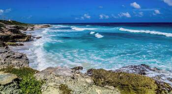 Beautiful blue turquoise sea of Isla Mujeres, Mexico.