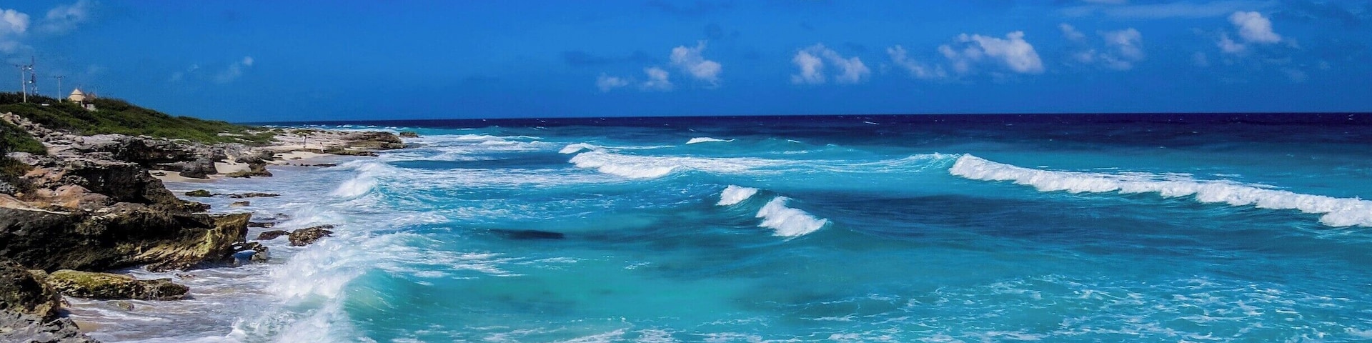 Beautiful blue turquoise sea of Isla Mujeres, Mexico.