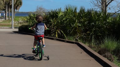 Kissimmee Lakefront Park Grassy waterfront park with walking paths, a fishing pier, picnic pavilions, and a shaded playground. children's playgrounds, splash pad
