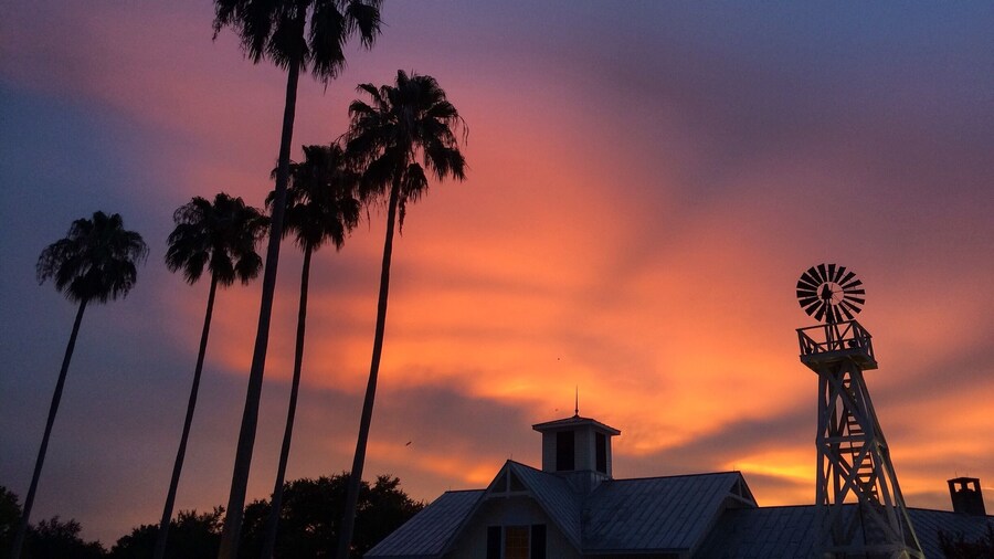 A lovely summer sunset in a perfect little town.