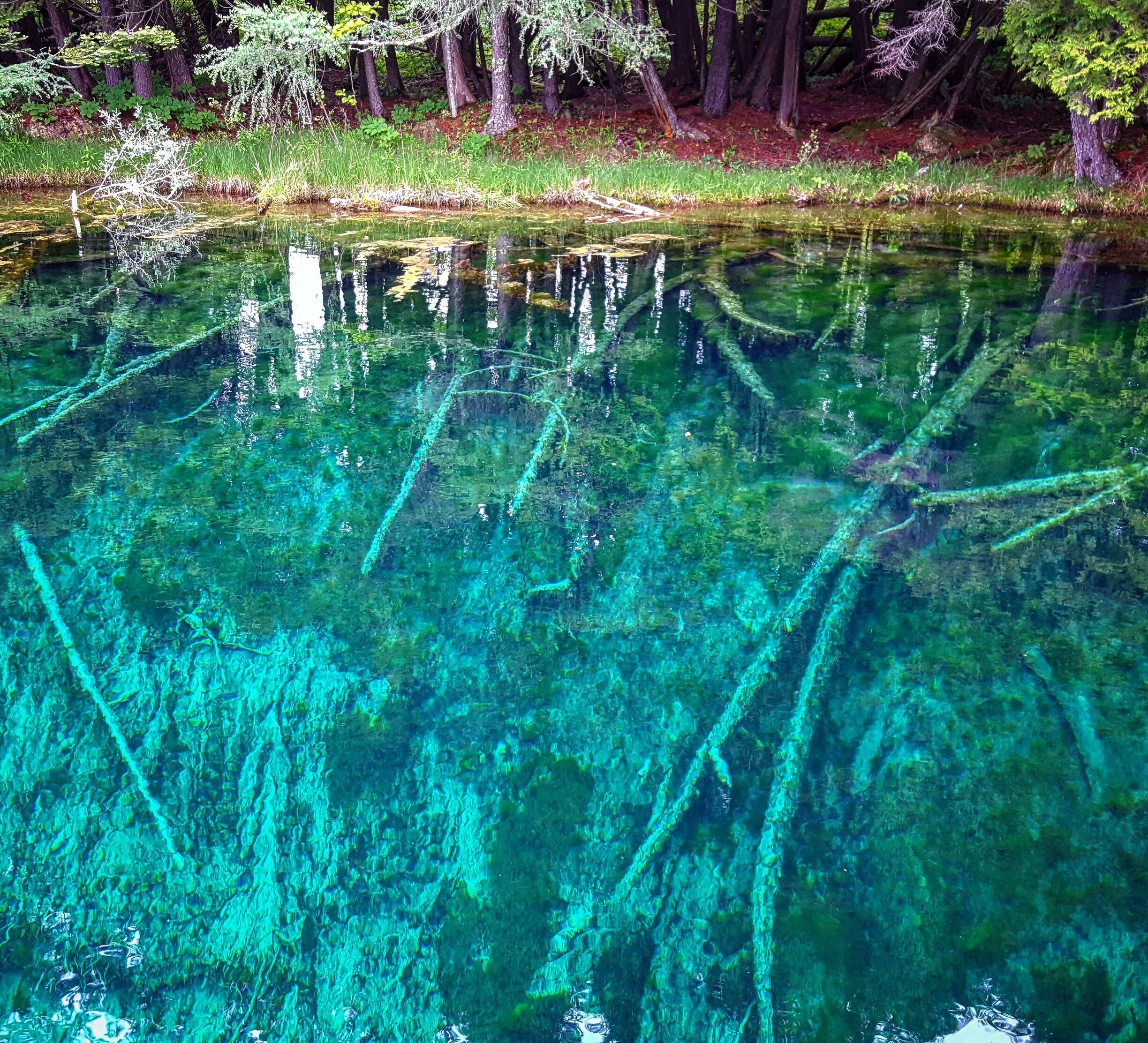 A 45 ft. deep natural spring in the upper peninsula of Michigan. It is so clear you can see the springs erupt on the bottom.