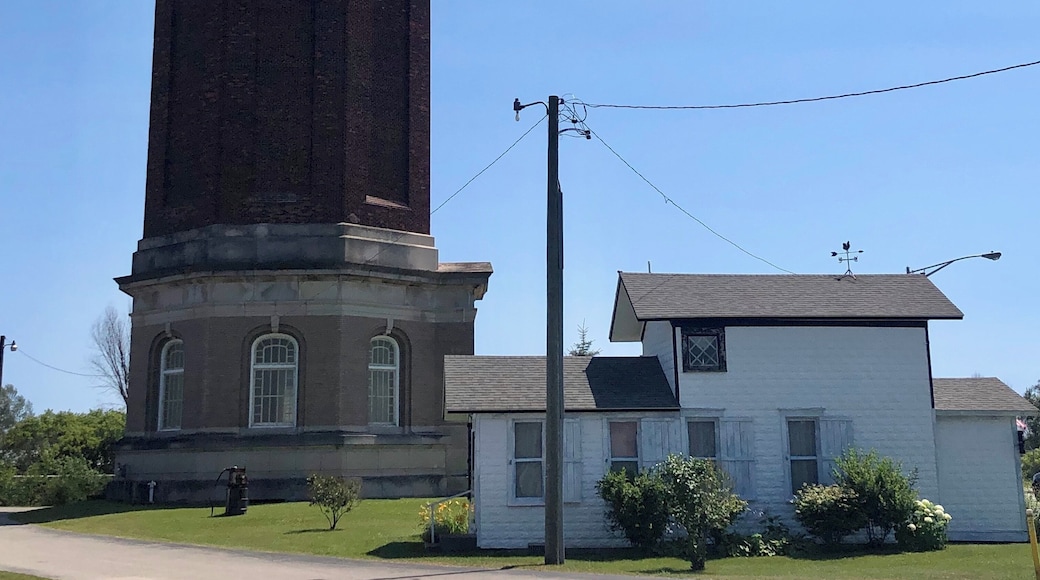 Built in 1922 at a cost of $62,450 this 200 foot octagonal brick tower is a local landmark. It has a 200,000 gallon capacity but is no longer in use. It is part of a historical park in the central district of Manistique.