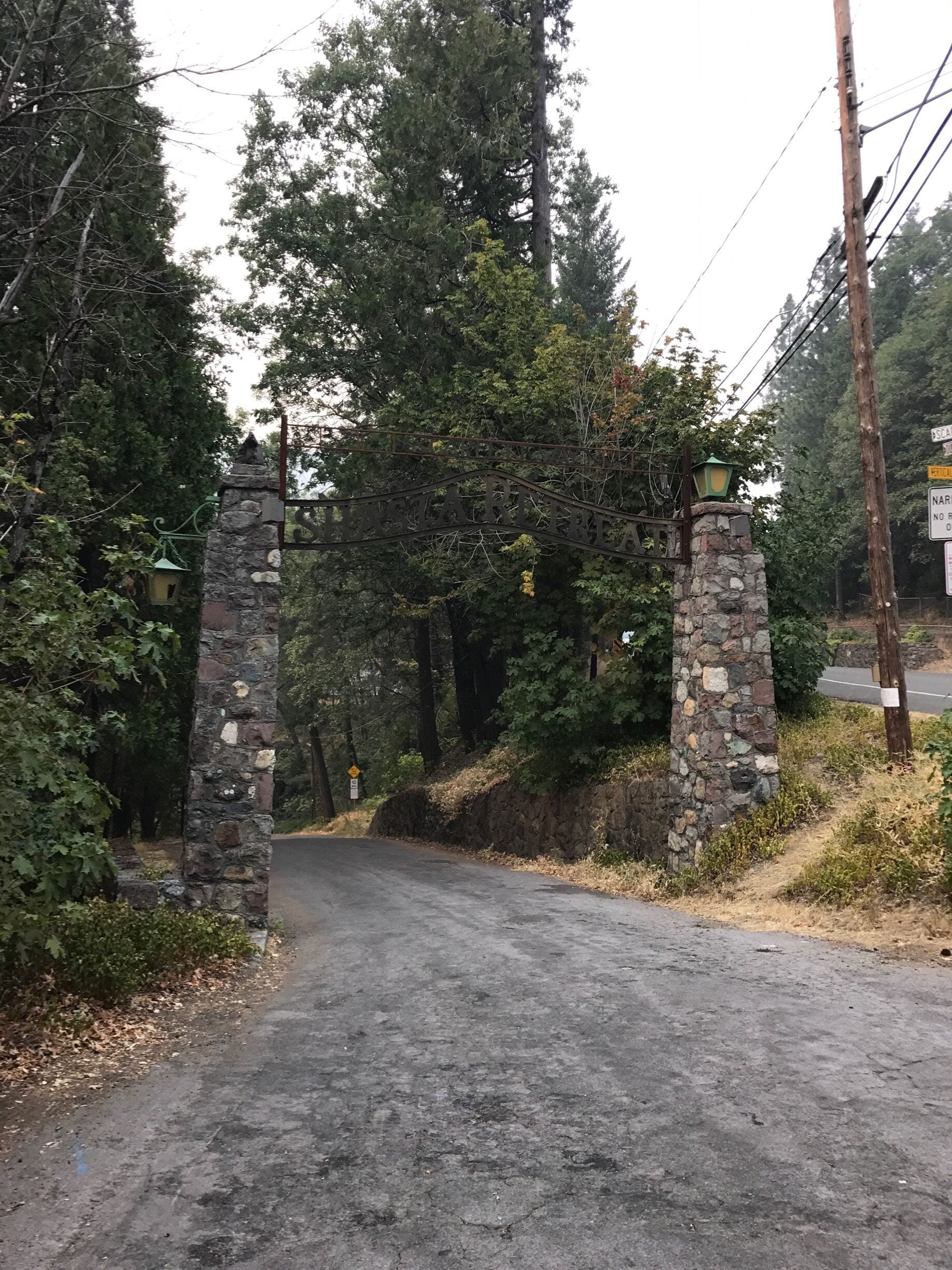 It's hard to read, but this is the part of town known as Shasta Retreat and is the entrance to the railroad tracks that lead to Mossbrae Falls 