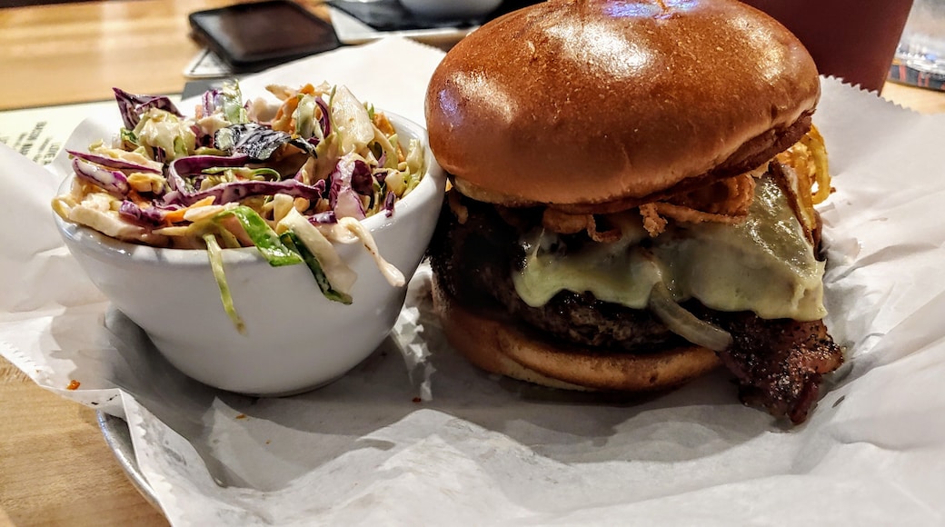 Steak Seasoned Burger + White Cheddar + Peppered Bacon + Caramelized Onions + Sauteed Mushrooms + Onion Strings + A1 Aioli
I think I've had every burger on their menu by now, and haven't regretted a single one.
#Trovember