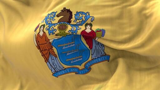 Detail of the New Jersey state flag waving in the wind