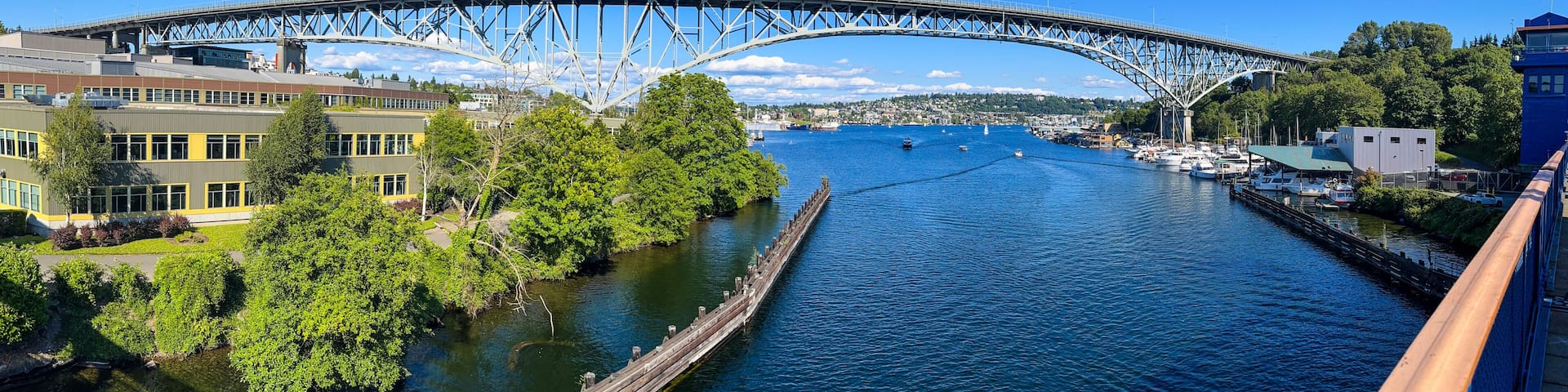 The Aurora Bridge spans Lake Union and connects Seattle's Fremont & Queen Anne Neighborhoods