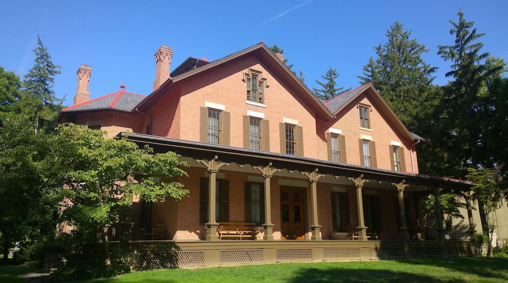 Located in Fremont, Ohio, the Rutherford B. Hayes Presidential Center comprises the Rutherford B. Hayes Museum and Library and Spiegel Grove, a wooded estate encompassing the Hayes home, residence to several generations of the Hayes family. Opened in 1916, the Rutherford B. Hayes Center Library was the first presidential library and one of only three for a 19th-century president.