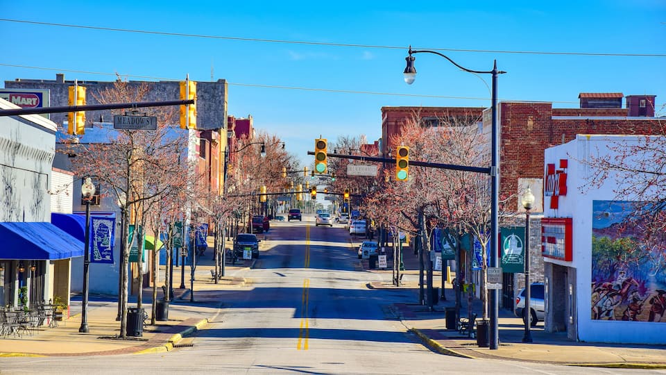Main Street in Downtown Gaffney, South Carolina, SC, USA
