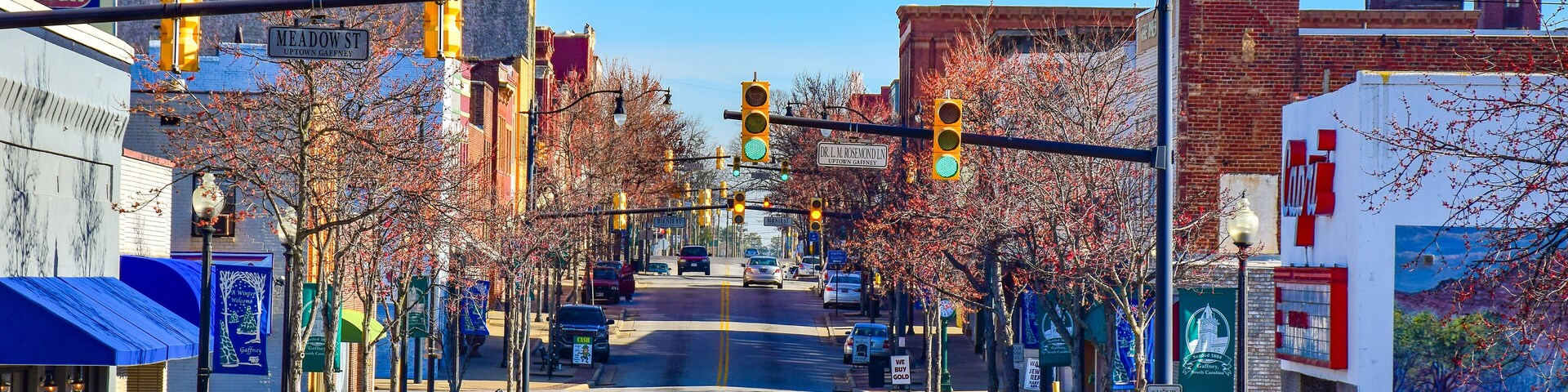 Main Street in Downtown Gaffney, South Carolina, SC, USA
