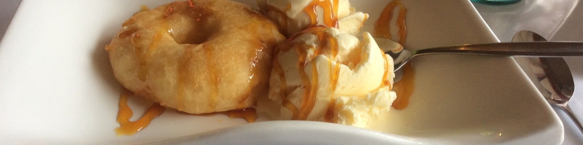 Pineapple fritters and vanilla ice cream