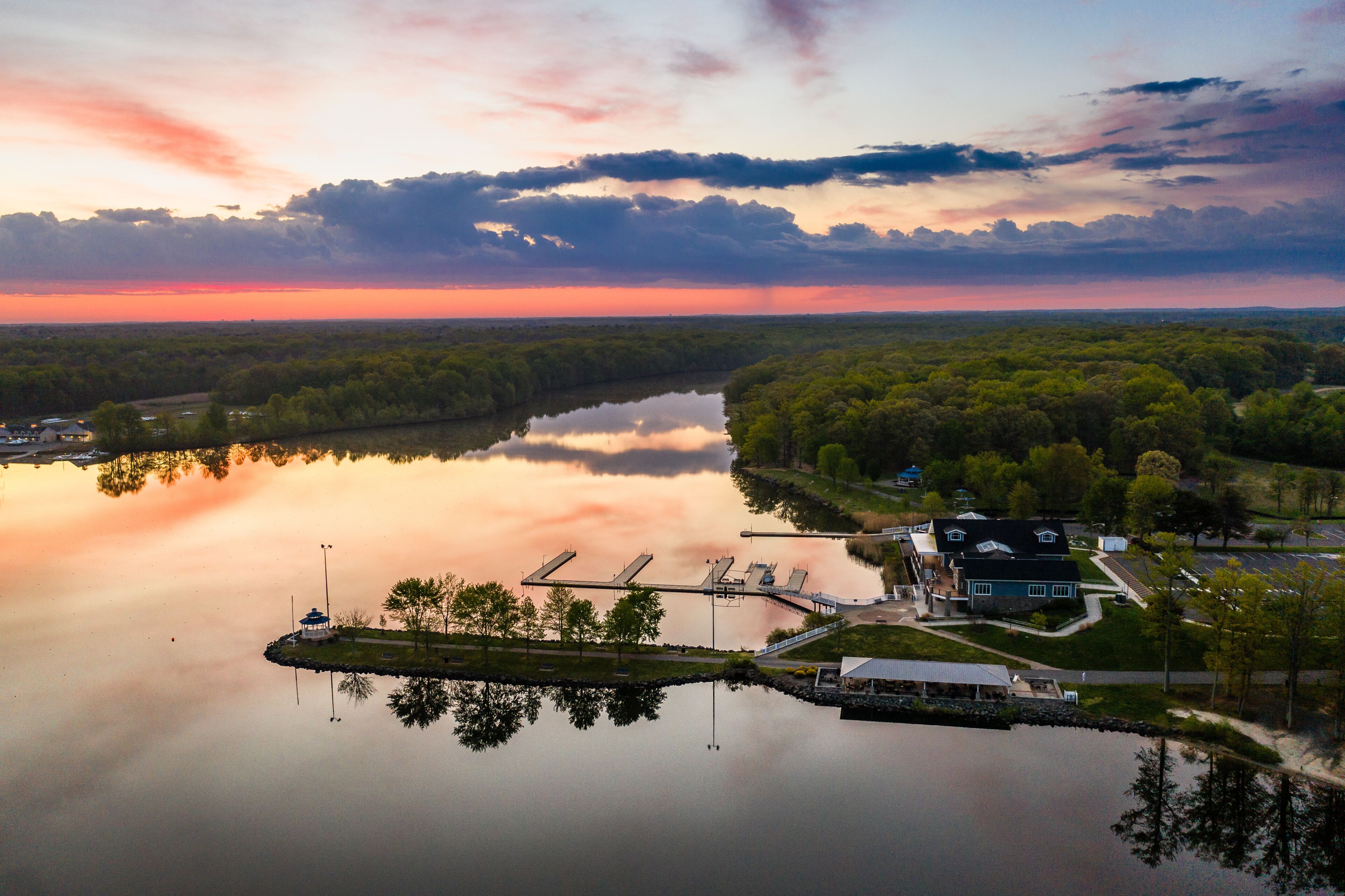 Aerial Sunrise Mercer County Park 