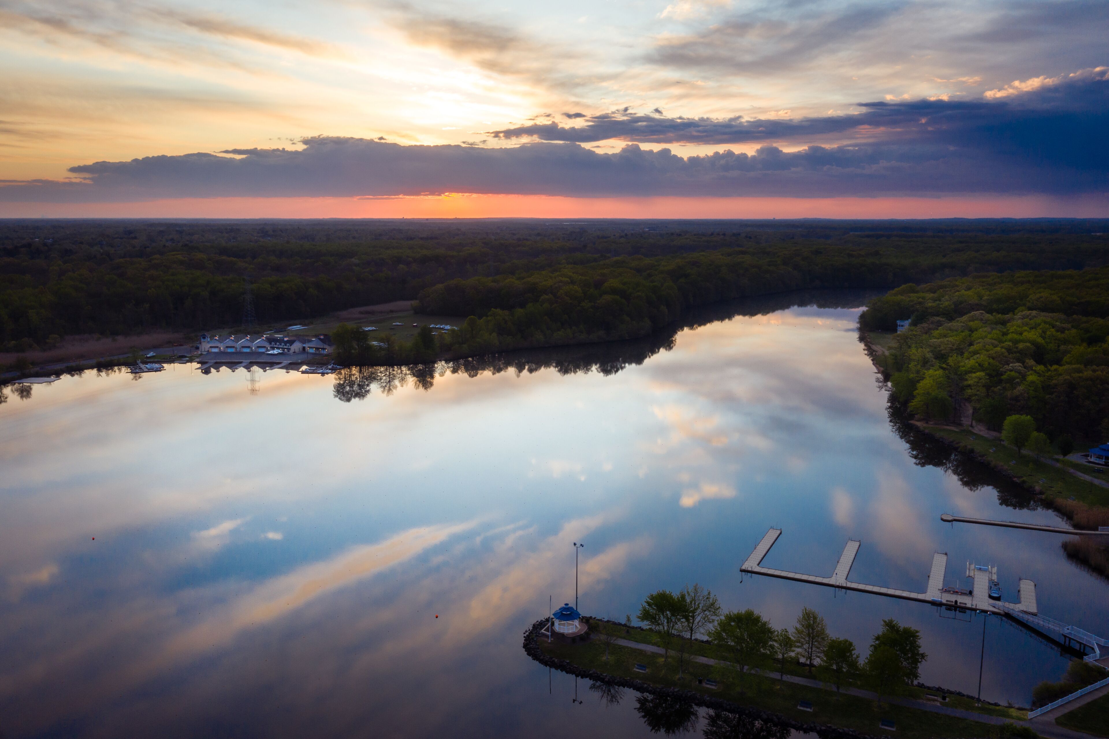 Aerial Sunrise Mercer County Park 