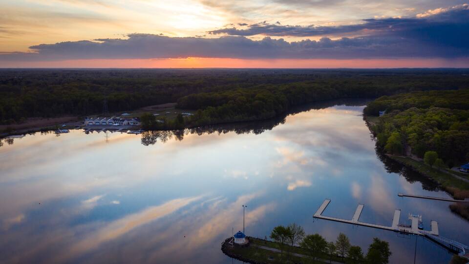 Aerial Sunrise Mercer County Park
