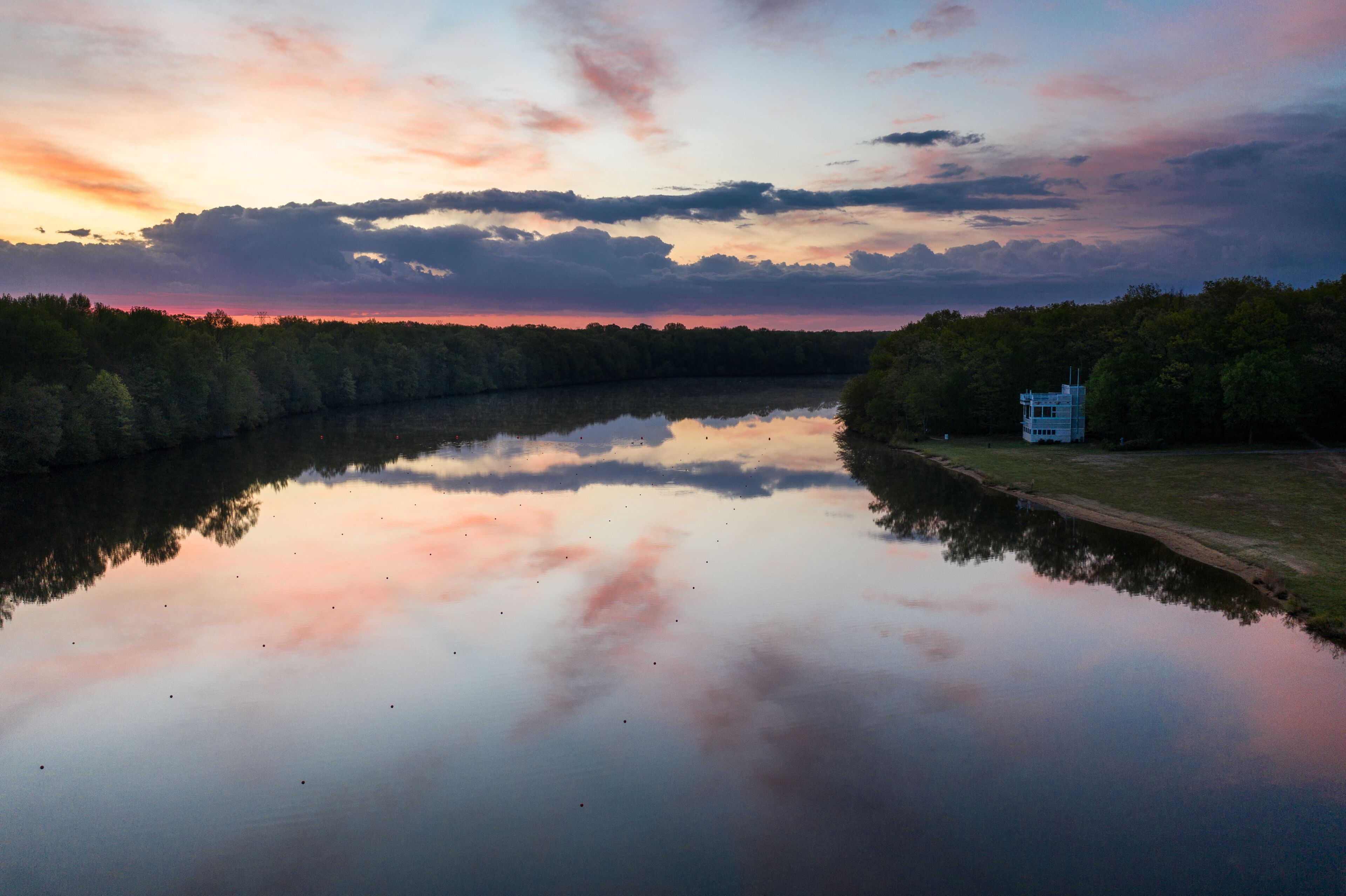 Aerial Sunrise Mercer County Park 