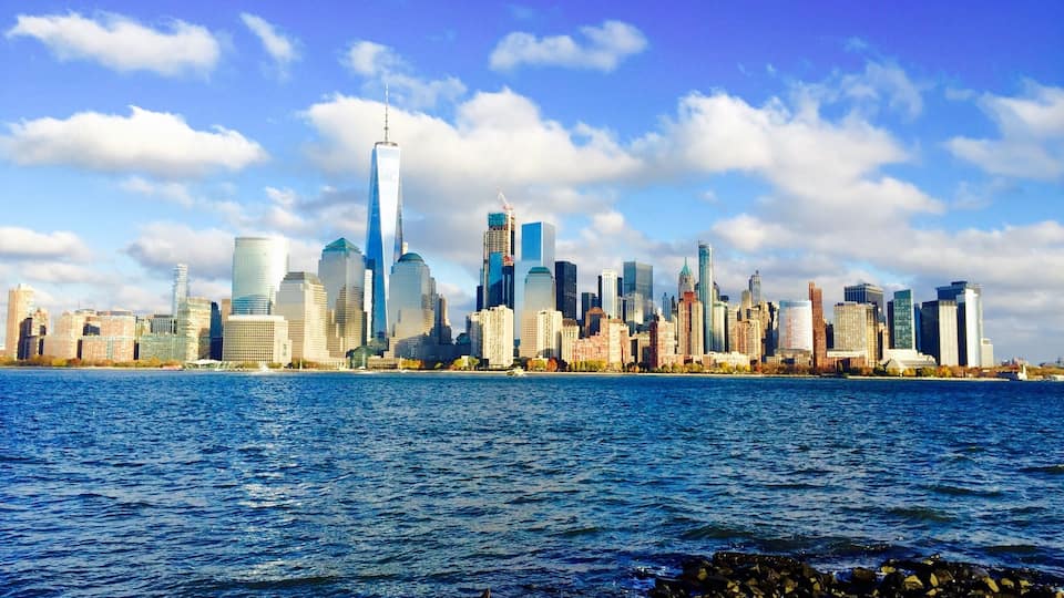 Manhattan skyline from Hudson River Waterfront Walkway
