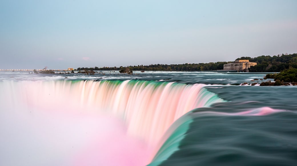Niagara Falls on Canada side after sunset with colorful lighting , Niagara , Canada