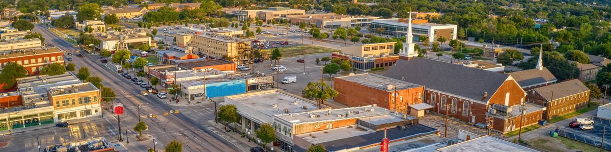 Aerial View of the DFW Suburb of Grand Prairie, Texas during Summer