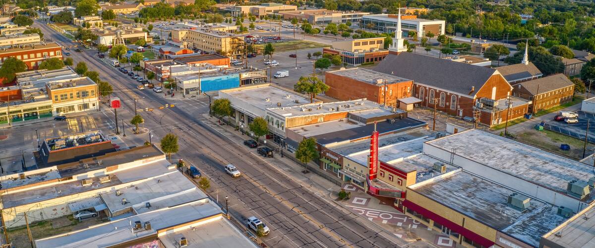 Aerial View of the DFW Suburb of Grand Prairie, Texas during Summer