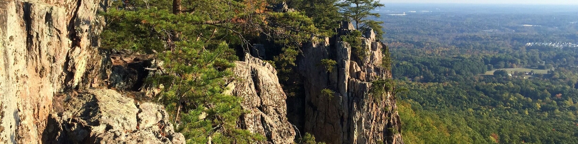 I refer to Crowders Mountain as the gem of Gaston County. This is my go-to place to hike when I don't want to drive far but still feel like I'm getting away. Amazing long range views which include the Appalachian mountains and even the Charlotte skyline. Miles and miles of trails and steep, rocky climbs and two separate peaks; Crowders peak and Kings Pinnacle. This photo was taken on the Crowders Peak.