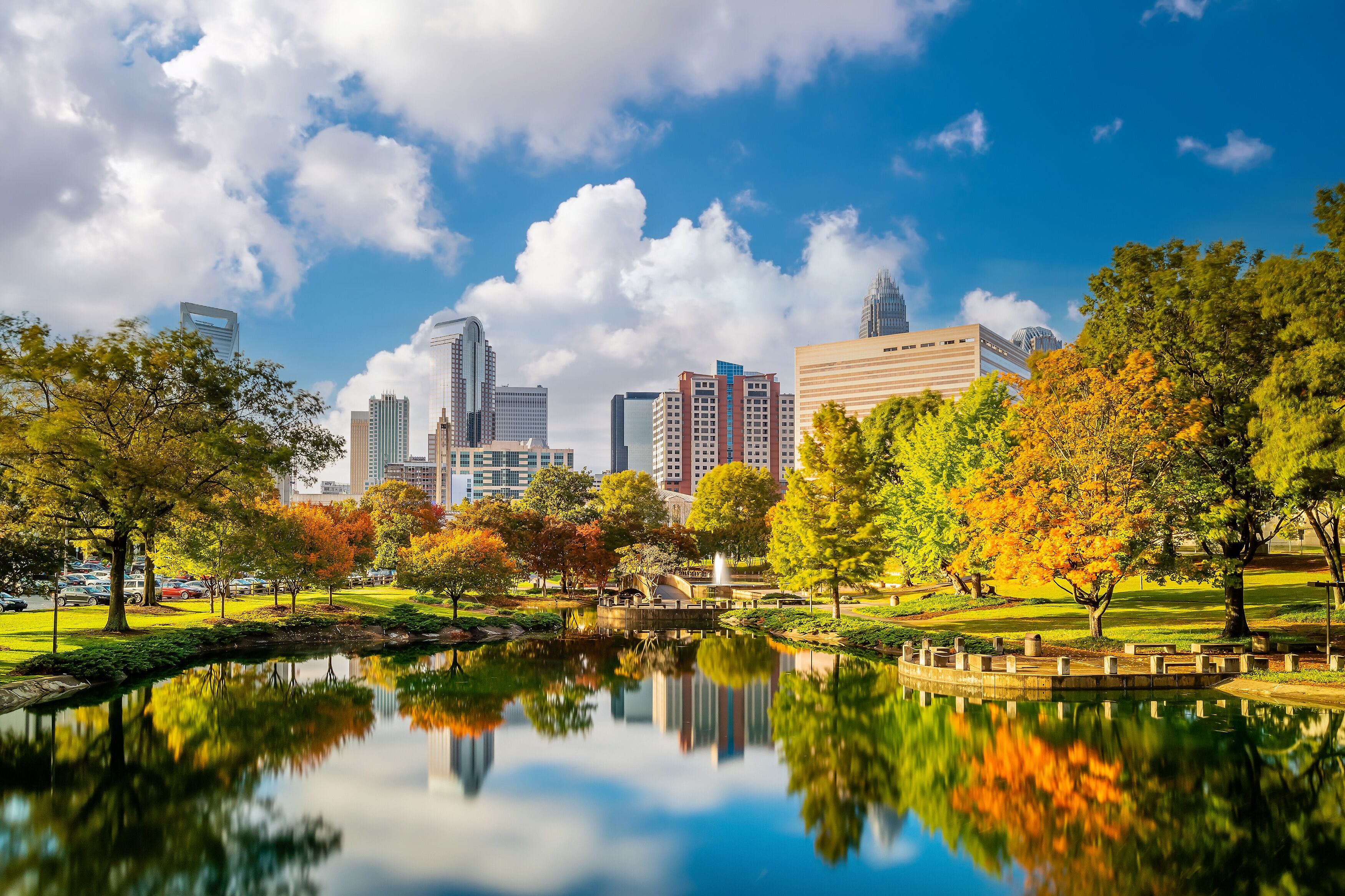 Charlotte city downtown skyline cityscape of North Carolina