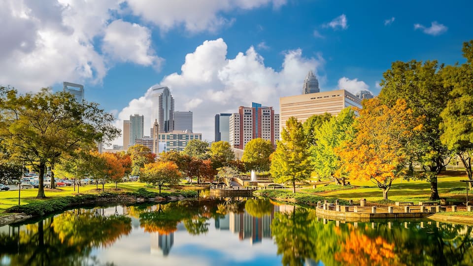 Charlotte city downtown skyline cityscape of North Carolina