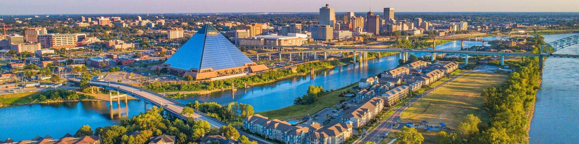 Memphis, Tennessee, USA Downtown Skyline Aerial Panorama