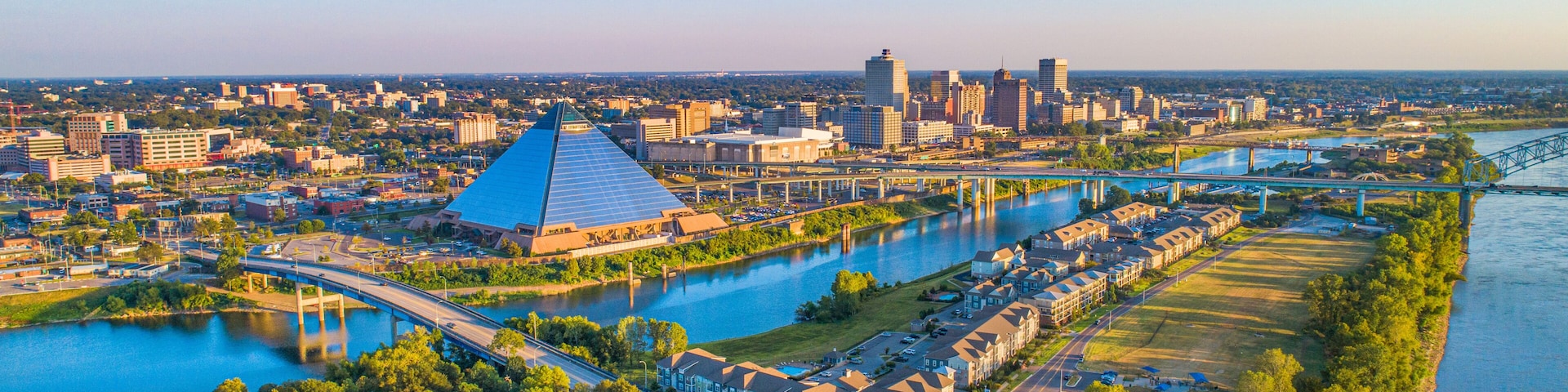 Memphis, Tennessee, USA Downtown Skyline Aerial Panorama