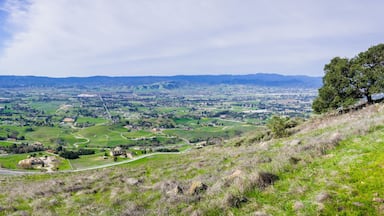 Panoramic view of the towns of South Valley (Gilroy, San Martin, Morgan Hill) as seen from Coyote Lake Harvey Bear Ranch County Park, south San Francisco bay, California