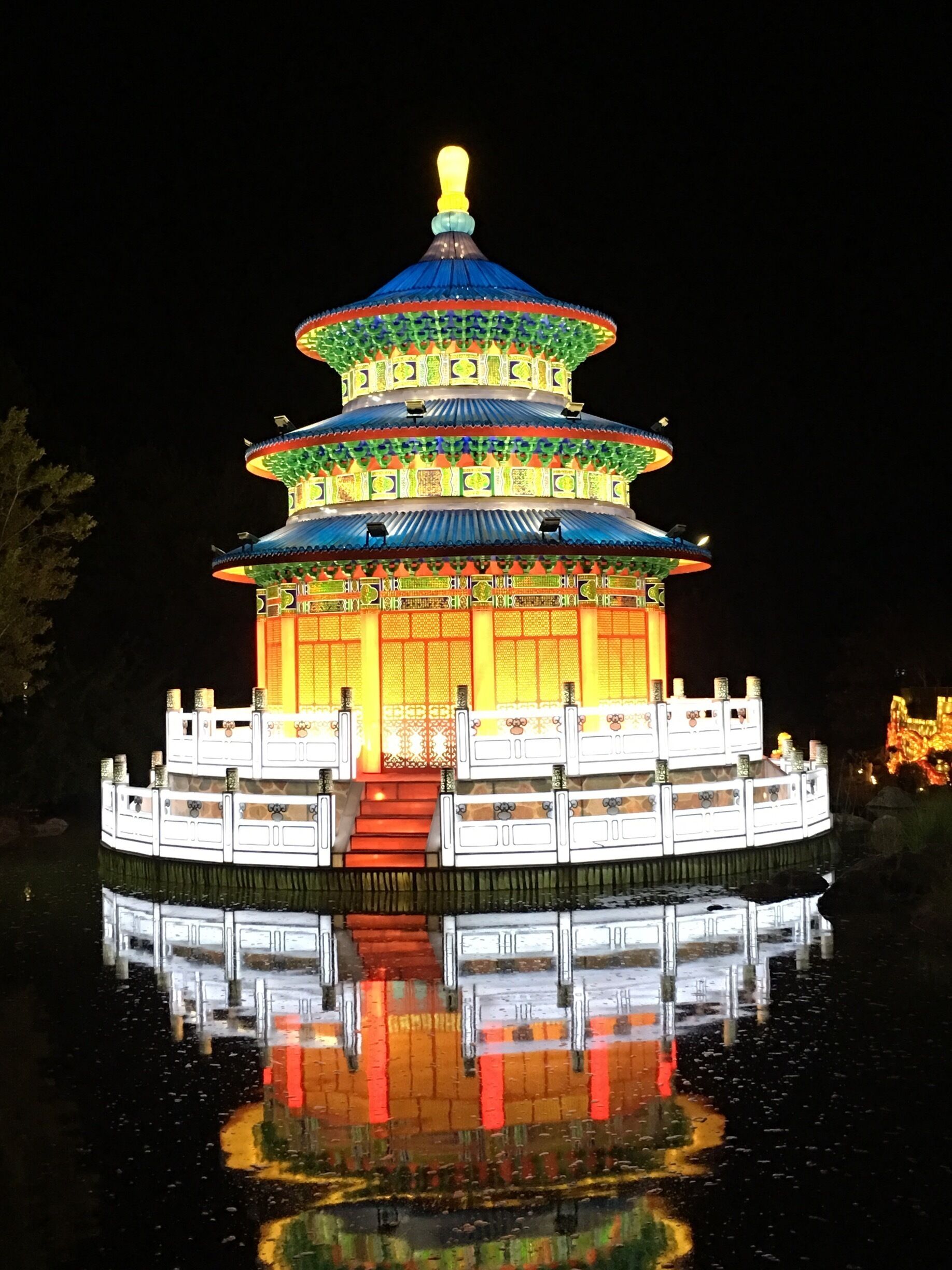 Beautiful lighting throughout the park.  Part of Lumination after the park closes.