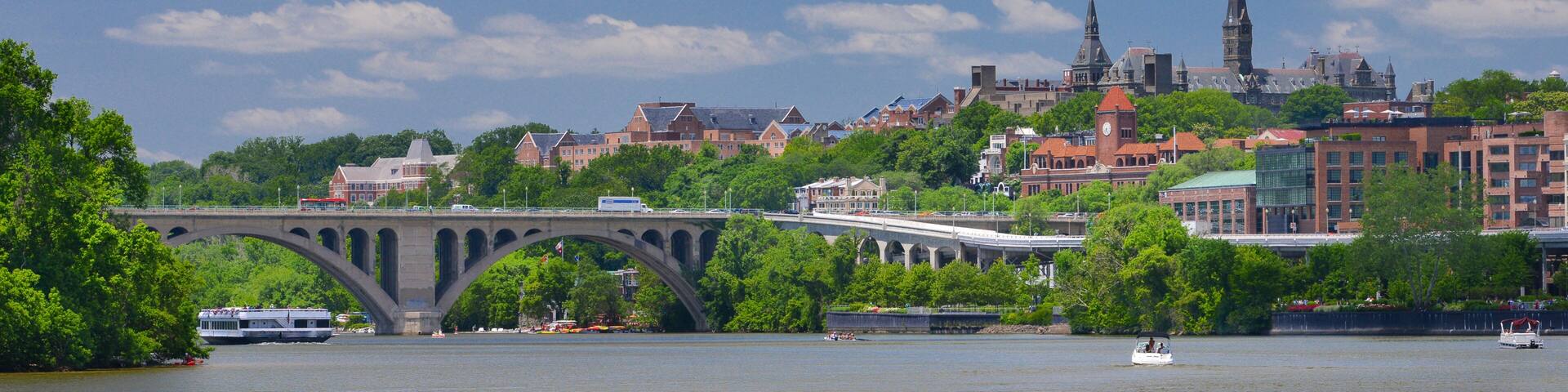 Georgetown and Key Bridge over Potomac River - Washington D.C. United States