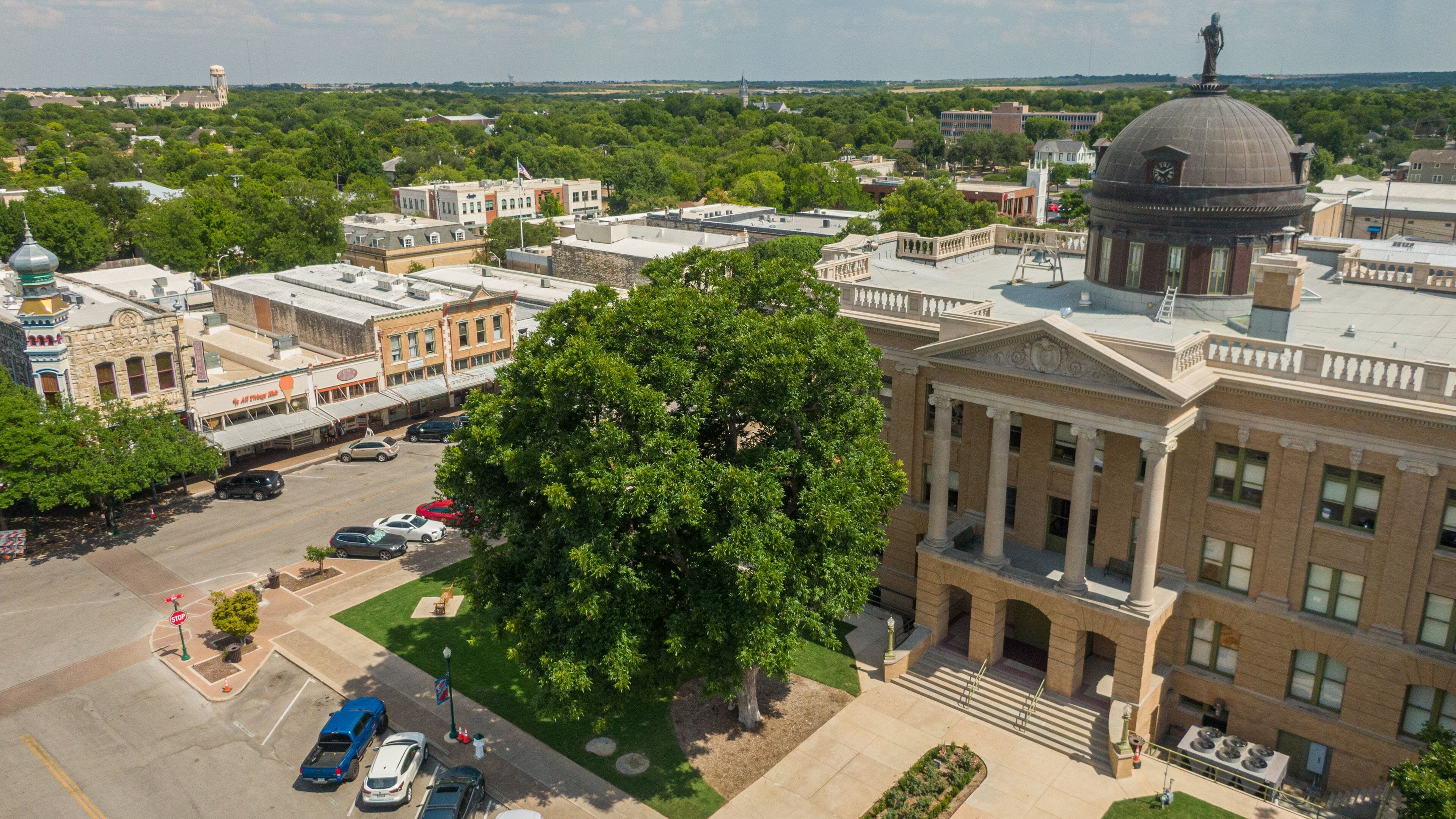 Georgetown showing an administrative buidling and landscape views
