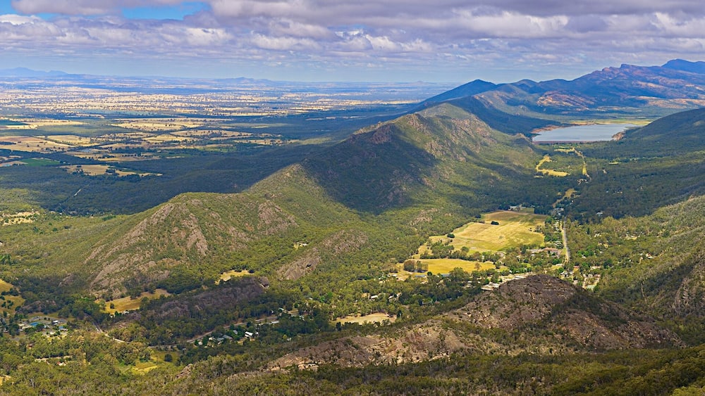 View of Halls Gap in the Grampians National Park from Chatauqua Peak, Victoria, Australia