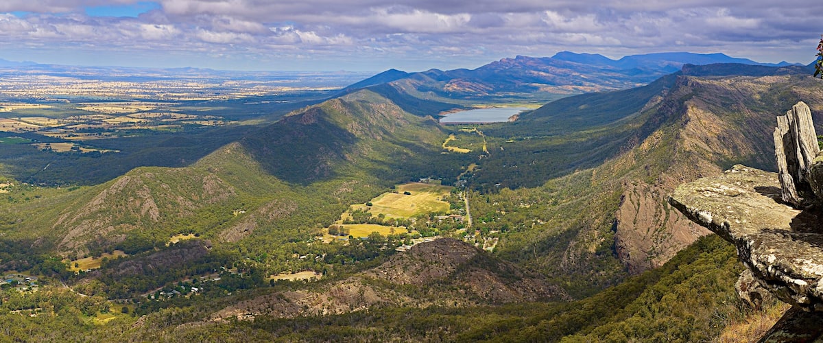 View of Halls Gap in the Grampians National Park from Chatauqua Peak, Victoria, Australia