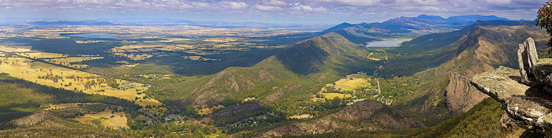View of Halls Gap in the Grampians National Park from Chatauqua Peak, Victoria, Australia