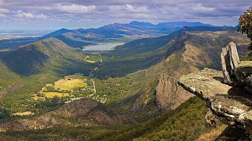 View of Halls Gap in the Grampians National Park from Chatauqua Peak, Victoria, Australia