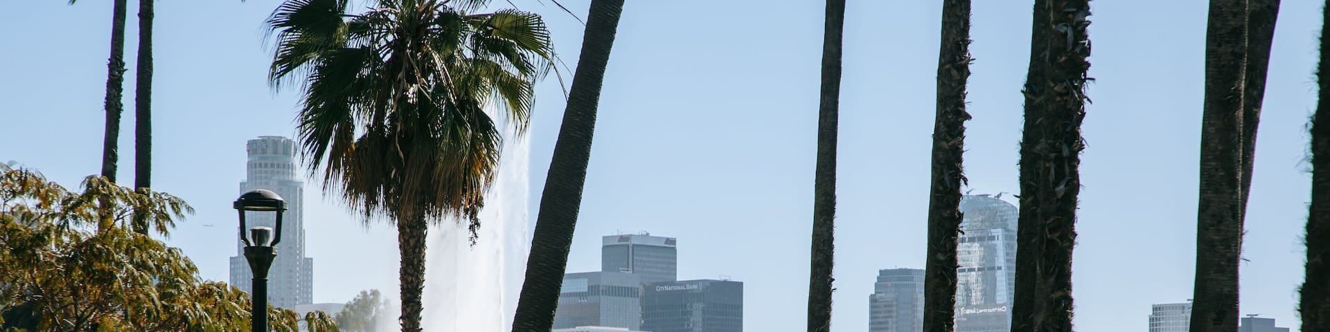 Echo Park showing a park and a fountain as well as a couple