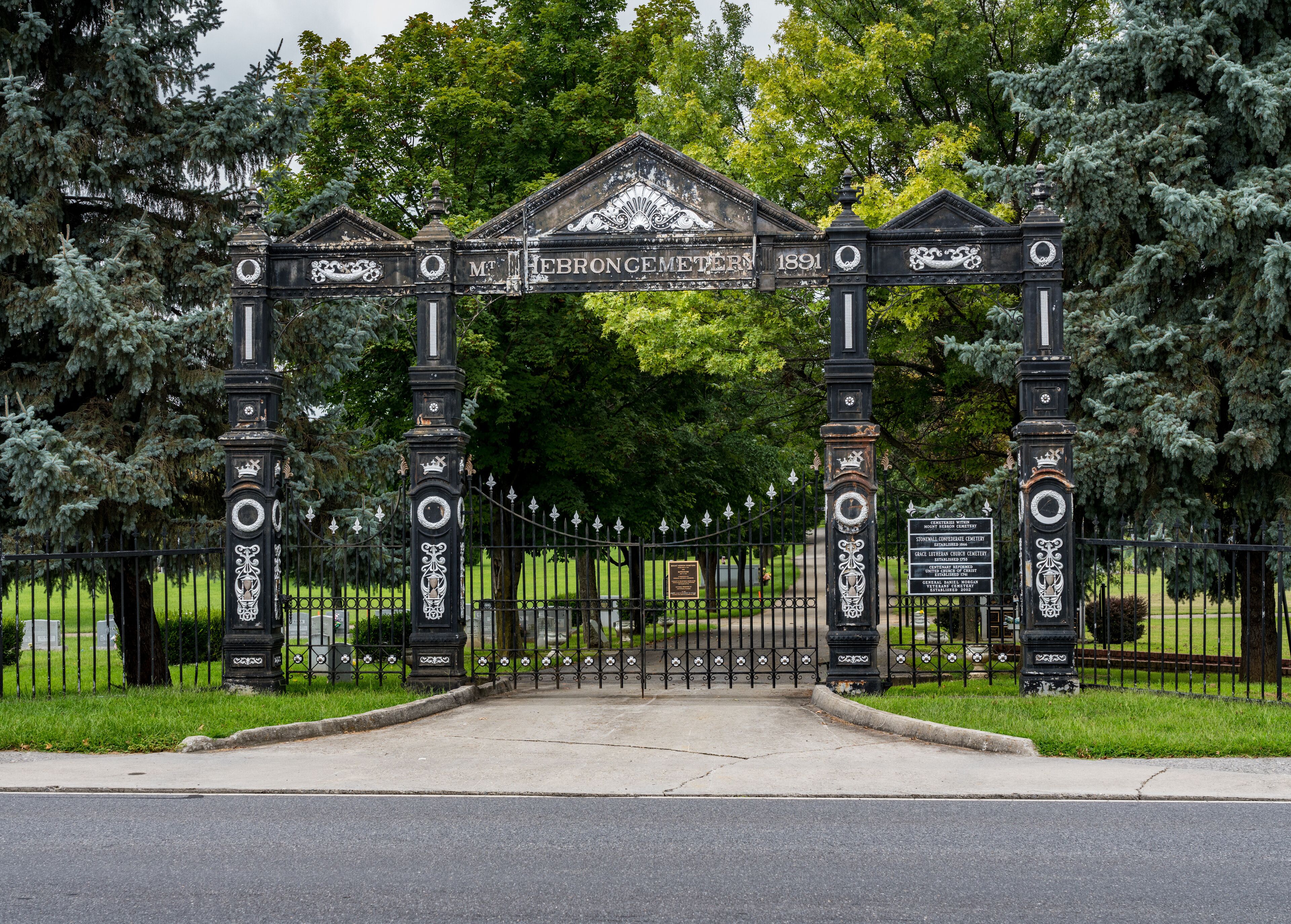 Entrance to Mt Hebron Cemetery in Winchester VA