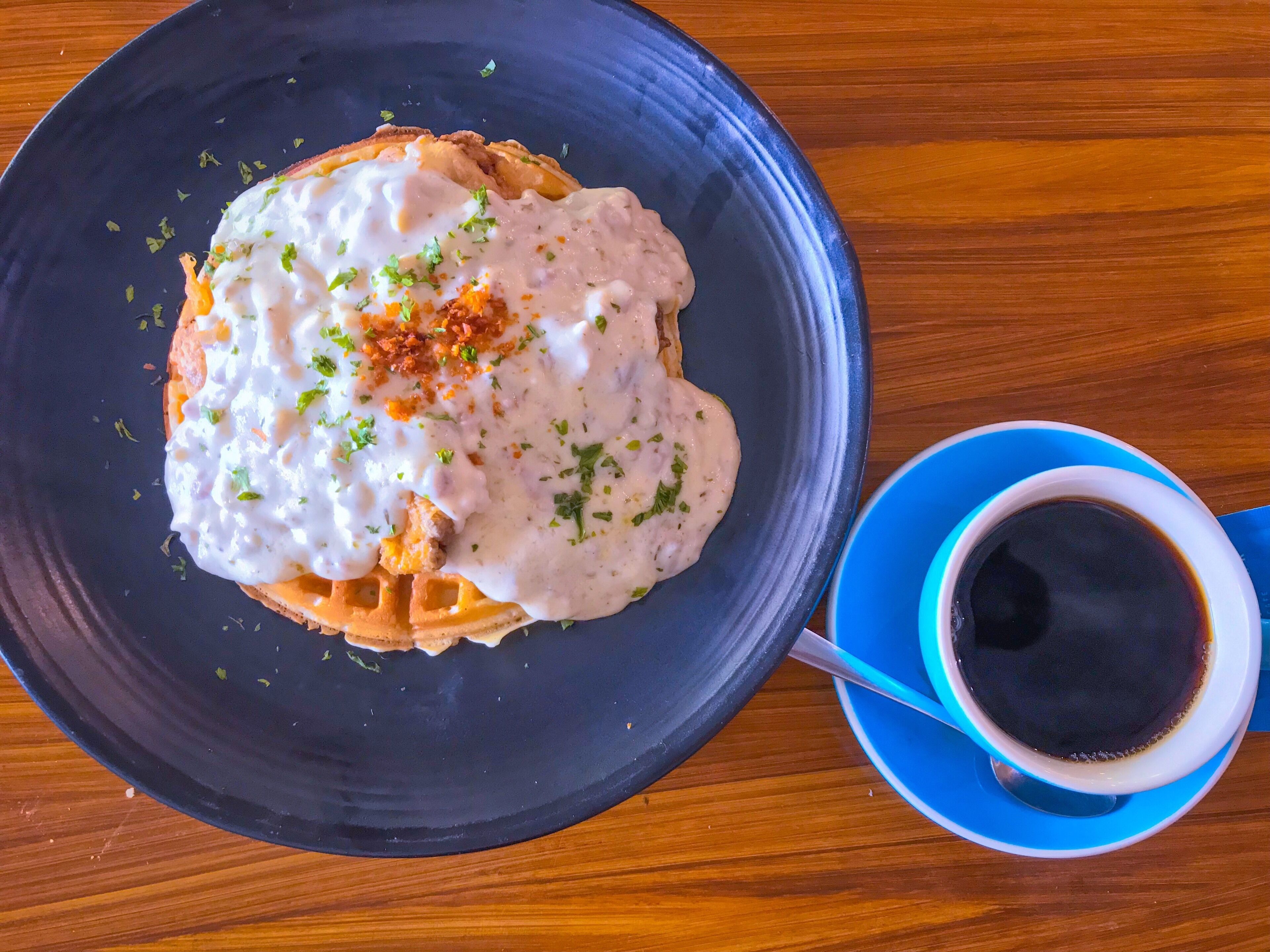 Bicester can easily be located since it’s by the road. And if you feel that your morning is incomplete without coffee, oh boy, do I have a treat for you. Add only a small fee and they will serve unlimited coffee with your meal which certainly wouldn’t even break the bank! 
My first impression would be, the serving is reaaaallly huge - bigger than my face 😱 and that’s not all! Their chicken and waffle is extremely good 😋 chicken cooked well with the waffle perfectly crisped. gotta try this!
#TroverFoodies #ginnysjournal #Cebuseries #unlimitedcoffee