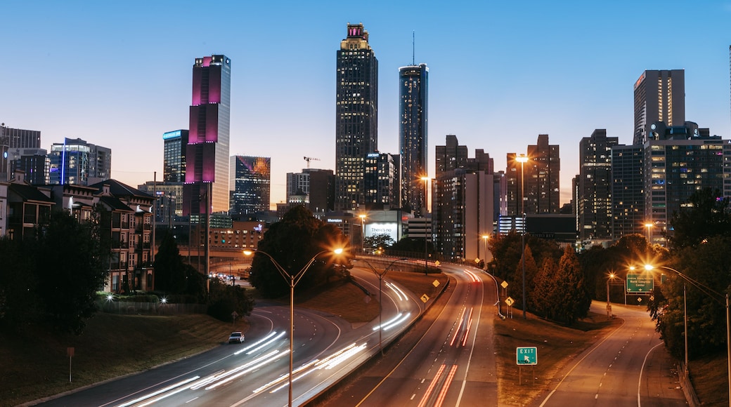 Downtown Atlanta featuring a city, night scenes and landscape views