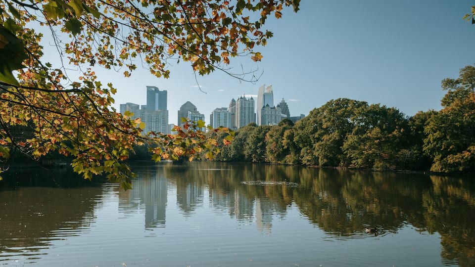 Piedmont Park which includes a river or creek