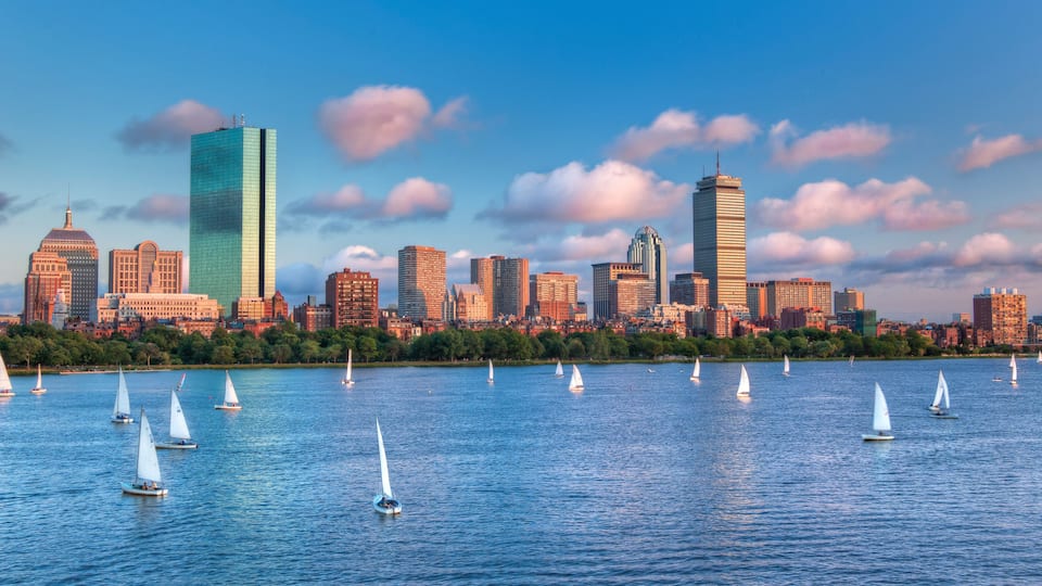Panoramic View of theBoston Skyline Across the Charles River Bas