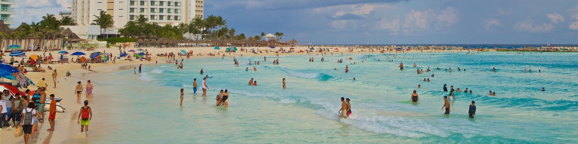 Hotel Zone which includes swimming, landscape views and a sandy beach