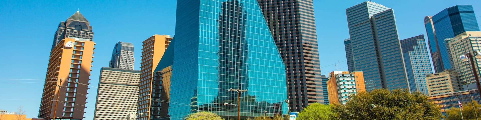 Downtown Dallas which includes modern architecture, a high rise building and a city